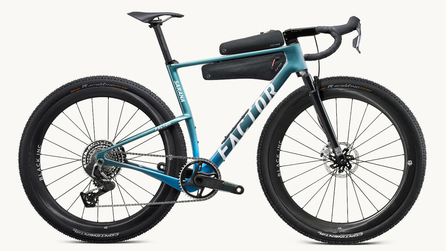 Factor Sarana packshot with suspension fork and bags