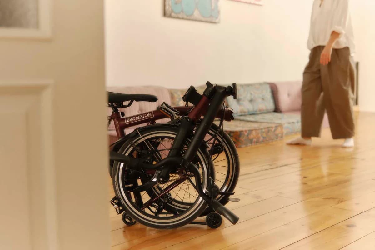 2026 Brompton P Line folded up indoors.